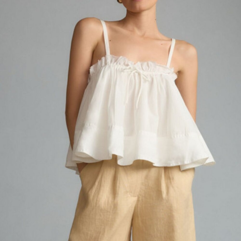 Anthropologie Pilcro Flowy Tank Top in White Medium